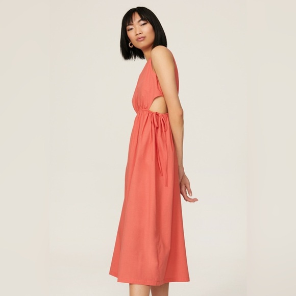 NWT Rails Yvette Cutout Organic Cotton Blend Midi Dress in Pink Size Large - Picture 1 of 9